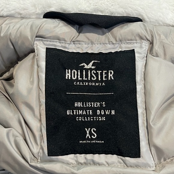Hollister Ultimate Down Women Navy Blue Puffer Jacket Faux Fur Hood XS Y2K-XXXX - Picture 6 of 9